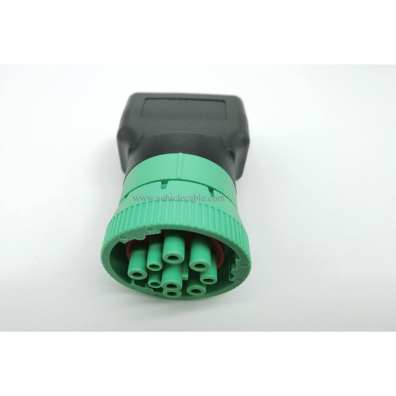 Type 2 Green 9pin J1939 to OBD2 16pin J1962 Female Adapter 