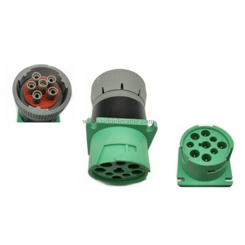 Green 9pin J1939 Type 2 to 6pin J1708 Adapter