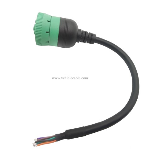 YPP Type 2 Green 9pin J1939 to Open Loose Male Cable 1ft/30cm