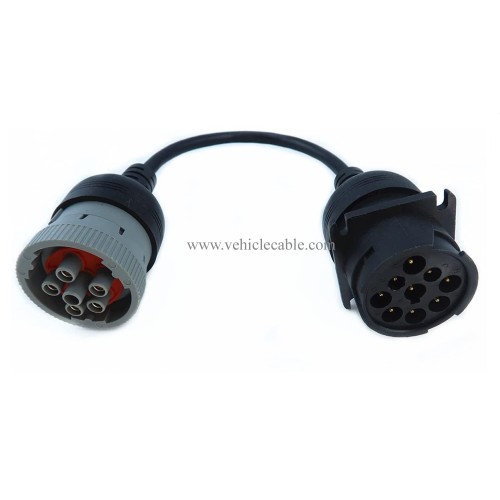 YPP 6P J1708 to Gray 9P Type 1 J1939 Cable Converting Cable 6pin to 9pin for Both J1939 Type 1 and Type 2 connectors