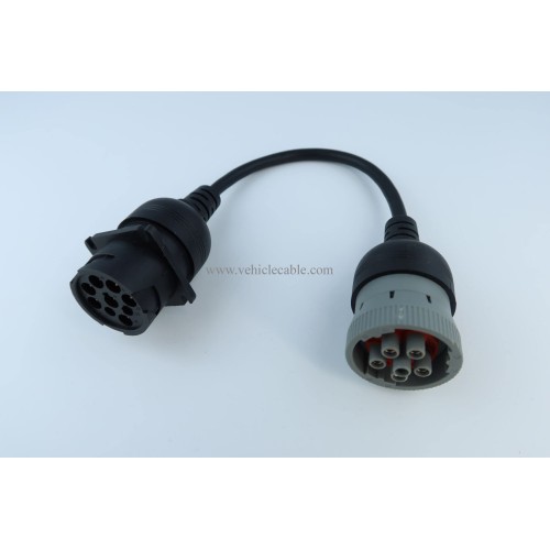 YPP 6P J1708 to Gray 9P Type 1 J1939 Cable Converting Cable 6pin to 9pin for Both J1939 Type 1 and Type 2 connectors