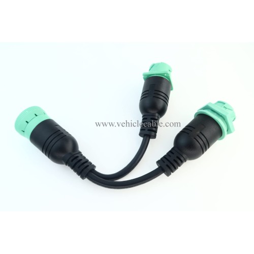 Waterproof Overmolded J1939 Type 2 Splitter Y Cable 1 Male to 2 Female 9pin connectors