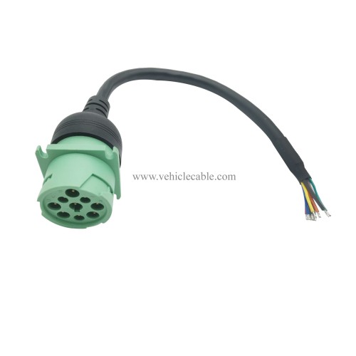 Type 2 Green 9pin J1939 Female to Open Cable 1ft/30cm