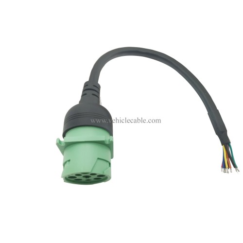 Type 2 Green 9pin J1939 Female to Open Cable 1ft/30cm