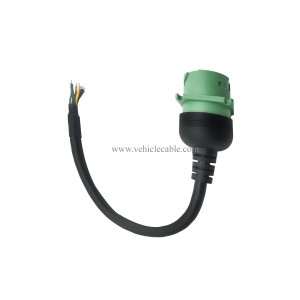 Type 2 Green 9pin J1939 Female to Open Cable 1ft/30cm 