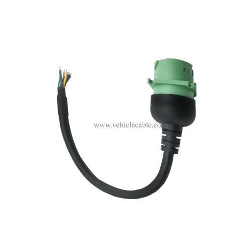 Type 2 Green 9pin J1939 Female to Open Cable 1ft/30cm