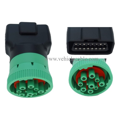 Type 2 Green 9pin J1939 Male to OBD2 Female Adapter J1939 - J1962 9pin-16pin Adapter (J1939 Type2 (Green))