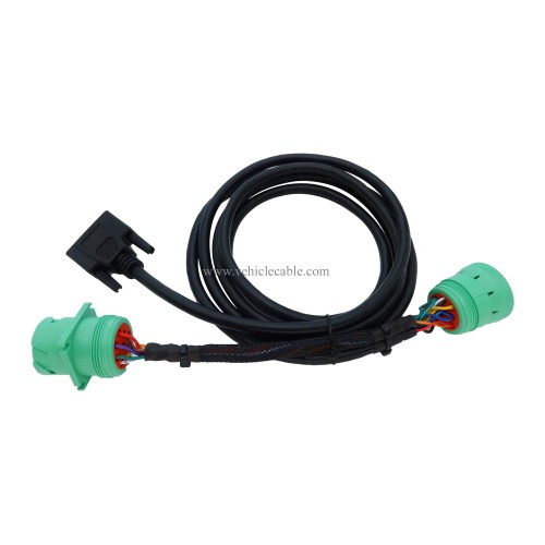 MITOB DB15 to Green Type 2 J1939 Male and Female Splitter Y Cable for Truck Freightliner ELD Device