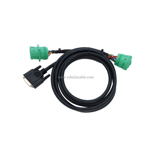 MITOB DB15 to Green Type 2 J1939 Male and Female Splitter Y Cable for Truck Freightliner ELD Device