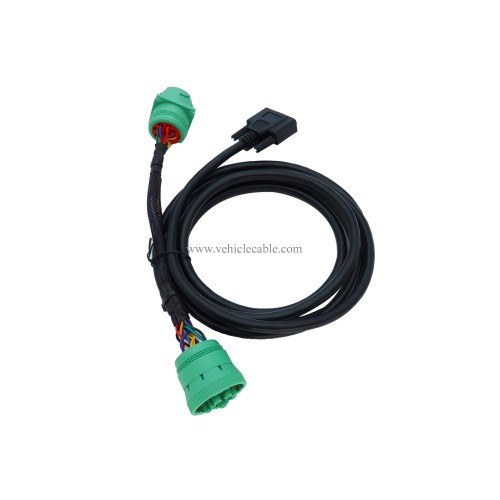 MITOB DB15 to Green Type 2 J1939 Male and Female Splitter Y Cable for Truck Freightliner ELD Device