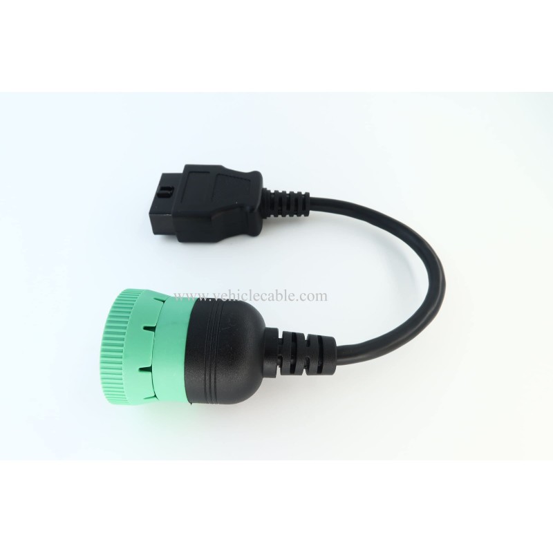 Green Type 2 J1939 Male to 16pin OBD2 Female Cable 16pin to 9pin J1939 Adapter Cable 