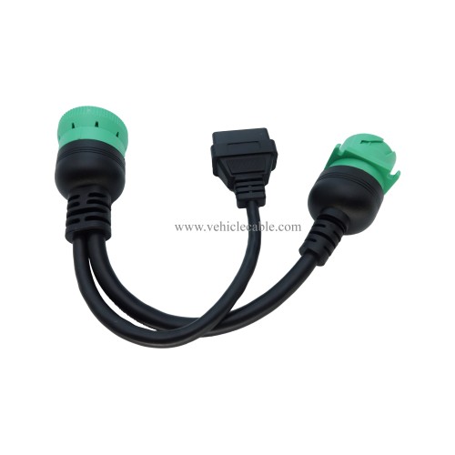 J1939 ELD Splitter Y Cable Green Type-2 J1939 Male to Female to OBD Ii Splitter Cable (J1939 to OBD2 Splitter Cable)