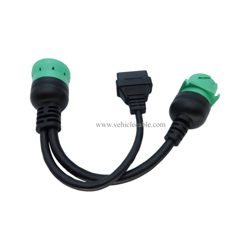 J1939 ELD Splitter Y Cable Green Type-2 J1939 Male to Female to OBD Ii Splitter Cable (J1939 to OBD2 Splitter Cable) 