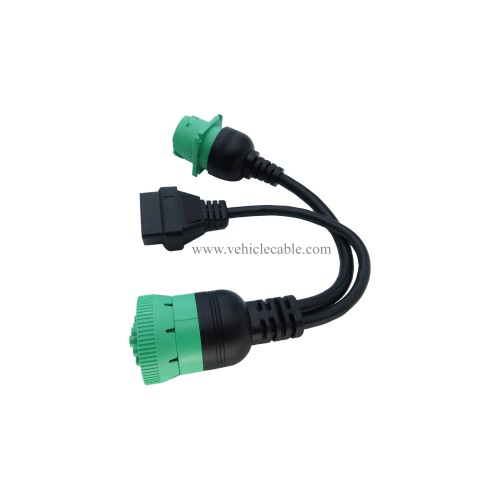 J1939 ELD Splitter Y Cable Green Type-2 J1939 Male to Female to OBD Ii Splitter Cable (J1939 to OBD2 Splitter Cable)