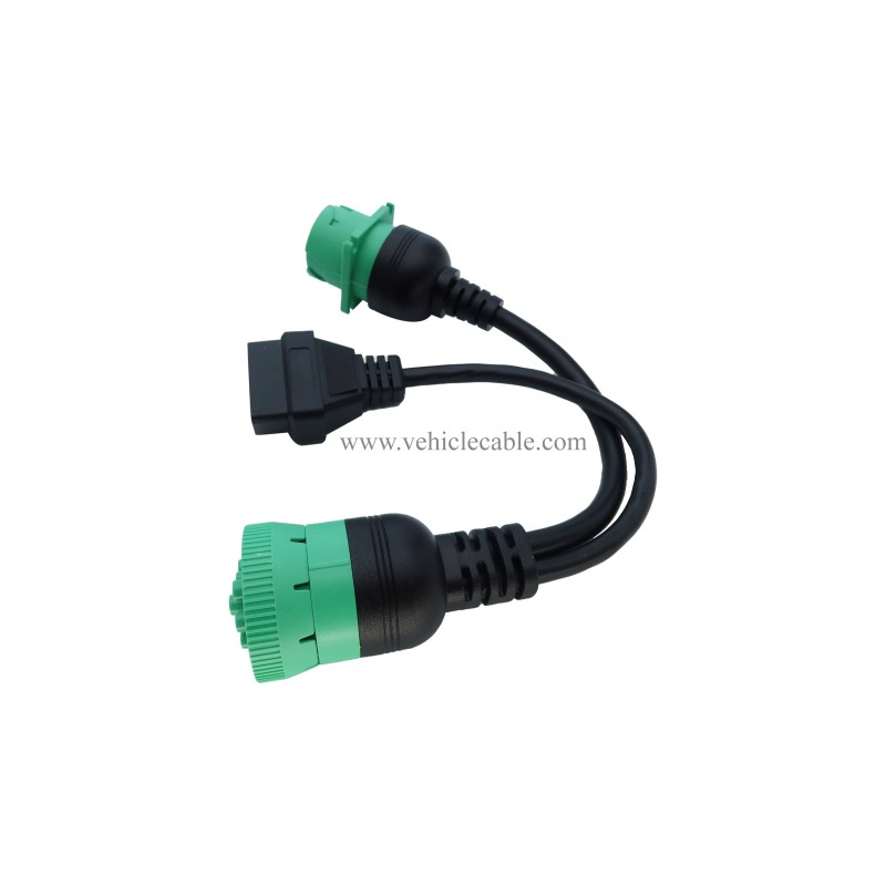 J1939 ELD Splitter Y Cable Green Type-2 J1939 Male to Female to OBD Ii Splitter Cable (J1939 to OBD2 Splitter Cable) 