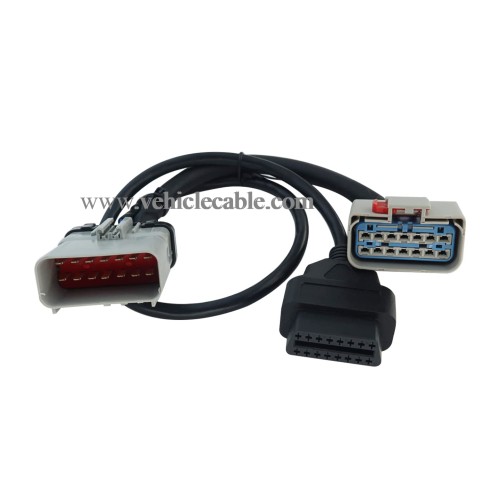 14pin RP1226 Male to 14pin RP-1226 Female to OBD2 Female Spliter Cable Splitter Cable