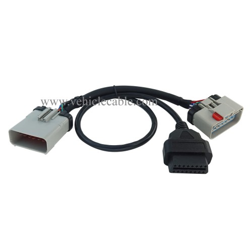 14pin RP1226 Male to 14pin RP-1226 Female to OBD2 Female Spliter Cable Splitter Cable