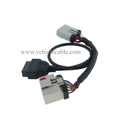 14pin RP1226 Male to 14pin RP-1226 Female to OBD2 Female Spliter Cable Splitter Cable